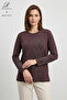 Women's Spiral Leaf Patterned Collar and Skirt Stoned Embroidered Slit Lycra Mother Combed Cotton Blouse
