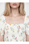 Nevavm Floral Gathered Linen Blend Dress with a Difference - 3