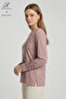 Women's Powder Spiral Leaf Patterned Stoned Slit Lycra Mother Combed Cotton Blouse - 2