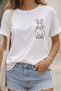 Minimal Rabbit Print Unisex Oversize T-Shirt – Cotton Crew Neck Casual Trend T-Shirt