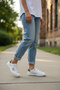 Seeyli Women's White Gold Star Detailed Casual Sports Shoes - Sneaker