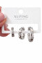 Silver 3-Piece Stone Hoop Earrings - 2