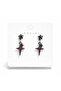 Star Figured Gothic Design Gothic Style Figured Green Stone Detailed Dangle Earrings - 2