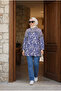 Women's Buttoned Patterned Shirt Collar Comfortable Fit Hijab Tunic - 2