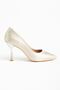 K-114 Gold Sequin Patterned Pointed Toe Heeled Women's Shoes - 5