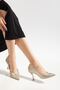K-114 Gold Sequin Patterned Pointed Toe Heeled Women's Shoes