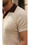 Men's Patterned Short Sleeve Knitwear T-Shirt - 100% Cotton Acrylic - 5