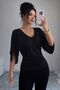 Tifanny Women's V-Neck Lycra Viscose Blouse, Draped Stylish and Comfortable Top - 5