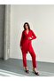 Red Larina Double Breasted Buttoned Blazer Jacket Trousers Suit Ate-4237 - 3