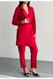 Red Larina Double Breasted Buttoned Blazer Jacket Trousers Suit Ate-4237 - 5
