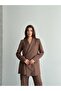 Brown Cassi Belt Detailed Long Sleeve Jacket and Pants Set Tns-4452 - 4