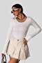 Women's 4-Piece White Cream Brown Black Princess Collar Bluz - 3
