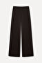 Women's Brown Ribbed Elastic Waist Straight Fit Pants - 6
