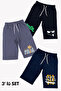 3-Piece Printed Detailed Wide-Legged Pocketed Boys' Capri Pants