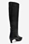 Corvel Black Skin Genuine Leather Women's Heeled Boots - 5