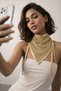Betty Bands Gold Glitter Scarf Bandana Women's Hair Accessory Stylish Neck Scarf Hair Band Belt - 3