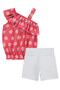 Floral Patterned Flounce Set for 6-9 Years Old - Red - 3
