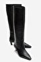 Corvel Black Skin Genuine Leather Women's Heeled Boots