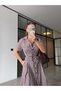 Brown 100% Cotton Checkered Shirt Dress with Lace Detail - 8266 - 5