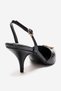 Yvella Black Patent Leather Print Buckle Pointed Toe Women's Heeled Shoes - 5