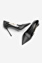 Women's Stiletto Pointed Toe Thin Classic Heeled Shoes with Gold Buckle on the Side Likose Black - 7