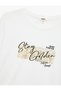 Cotton Crew Neck Short Sleeve T-Shirt with Shiny Foil Print - 3