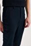 Navy Blue Comfort Fit Elastic Waist Jagger Pants - 3