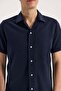 Navy Blue Comfort Fit Classic Collar Short Sleeve Shirt - 3