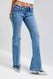 Women's Blue T-4S6-4 Flare Fit Low Waist Stone Detailed Special Design Denim Jeans - 6