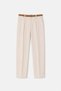 Women's Belted High Waist Straight Leg Classic Trousers – Stone Color - 6