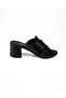 1512 Black Leather Heeled Daily Women's Slippers - 2