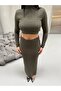 Knitwear Crop Sweater and Slit Long Skirt Set - 7