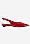 Jenna Red Leather Pointed Toe Women's Low Heel Shoes - 4