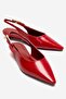 Jenna Red Leather Pointed Toe Women's Low Heel Shoes