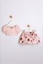 My Little One's Strawberry Patterned Tulle Skirt with Back Strap Detail, 2-Piece Set for Girls - Powder - 4