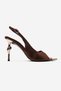 Amore Bronze Satin Metal Detailed Women's Heeled Shoes - 4