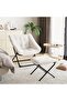 Collapsible Saucer Chair for Adults with Ottoman, Round Foldable Sun Camping Chair, Comfortable Upholstered Floor Lazy Sofa