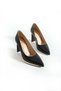 Women's Genuine Leather Heeled Shoes Black - 3