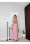 Women's Evening Dress Halter Neckline Maxi Dress with Motif on the Front and Slit - Evening & Homecoming Dress - 4