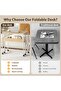 Space Saving Folding Desk with Storage Shelf - Computer Table with 31.5" Wheels - Easy to Assemble - Perfect for Home Office, Study, Small Spaces - 2