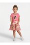 Girls' Cotton Short Sleeve Dress with Girls and Flowers Pattern Bow Decoration - 3