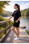 Black Minimal Logo Detailed Women's Shorts & T-Shirt Set - 2