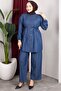 Ribbed Denim Set - Navy Blue - 8