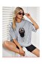Women's Design Face Printed Oversize Casual T-Shirt