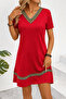 New Season Women's Ethnic Pattern Stripe Detailed V-Neck Viscose Dress - 3