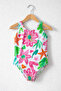 Girl's Colorful Floral Patterned Swimsuit - 2