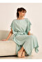 Midi Kaftan Night Dress Short Sleeves Lace Trim Viscose - 3