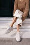 Lussaro Women's Beige Genuine Leather Suede Eva 5 cm Sole Sneaker - 3