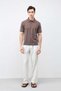 Brown Lyocell Blended Polo Collar Men's T-Shirt - 4