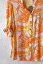 Orange-White Judge Collar Buttoned 3/4 Sleeve Slit Casual Cotton Oversize Woven Shirt 73 60 - 2